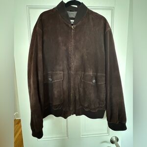 Vintage Barry Bricken Goat Suede Bomber in Chocolate brown